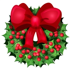 Christmas Decoration Holly Wreath Sticker with Bow
